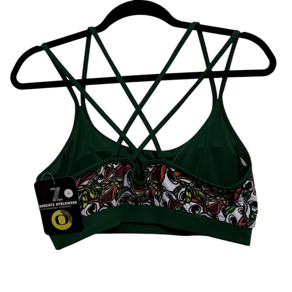 Size X-Large Zoozatz Athleisure University of Oregon Ducks Strappy Sports Bra - Picture 2 of 2
